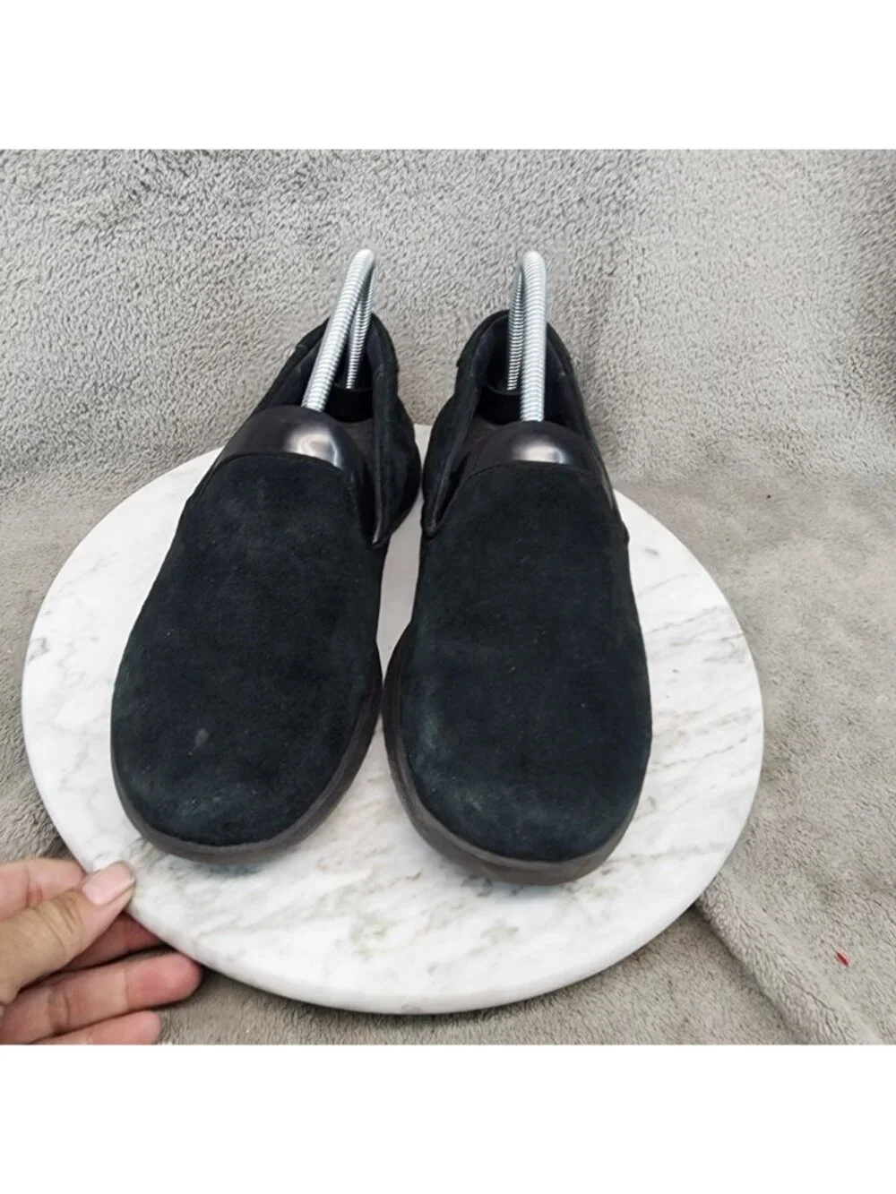 Skechers Shoes Womens Size 8 Goga Max Black Suede Slip-On Comfort *Read*